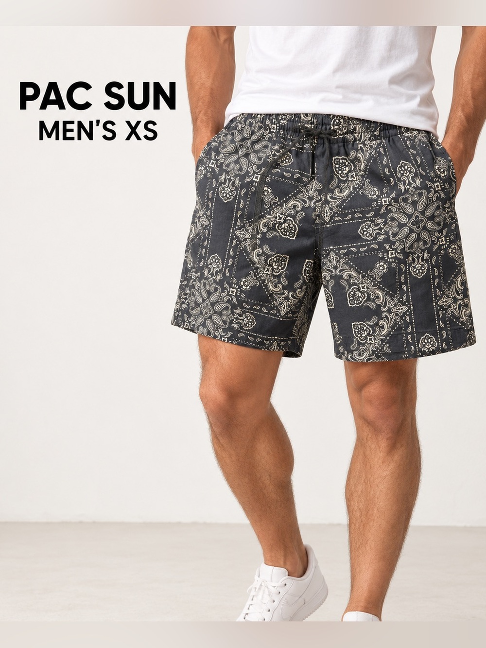 NWT PacSun Men’s Bandana Paisley Volley Shorts Brown XS
